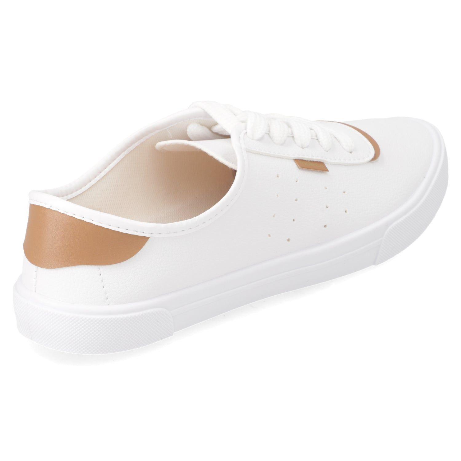 Zapatilla Mujer Moleca Casual Blanca con Detalles Beige-4