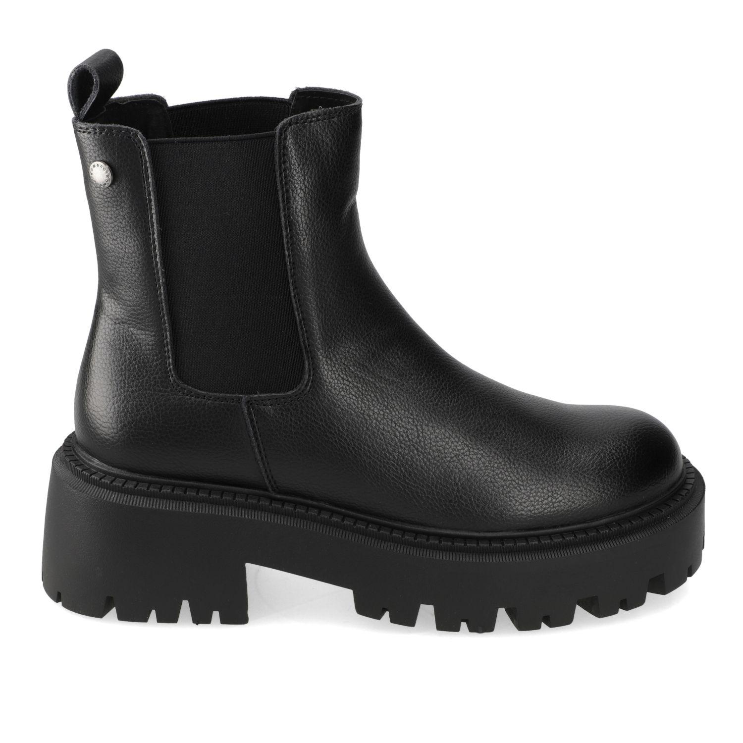Botin Plano Romano Negro Efecto Cuero-0