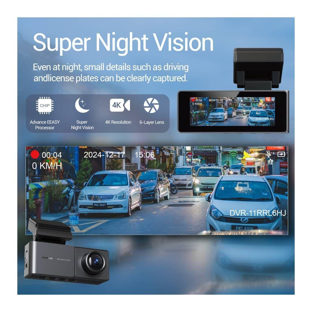 Cámara Dashcam 4K Funcion GPS Delantera y Trasera WiFi-4