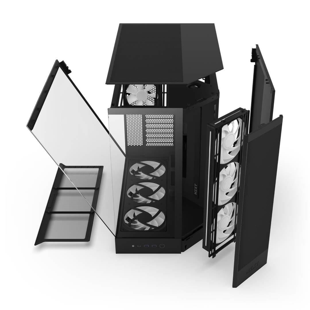 Gabinete NZXT H9 Flow RGB+ 2025 con Fans RGB y Control Black-6