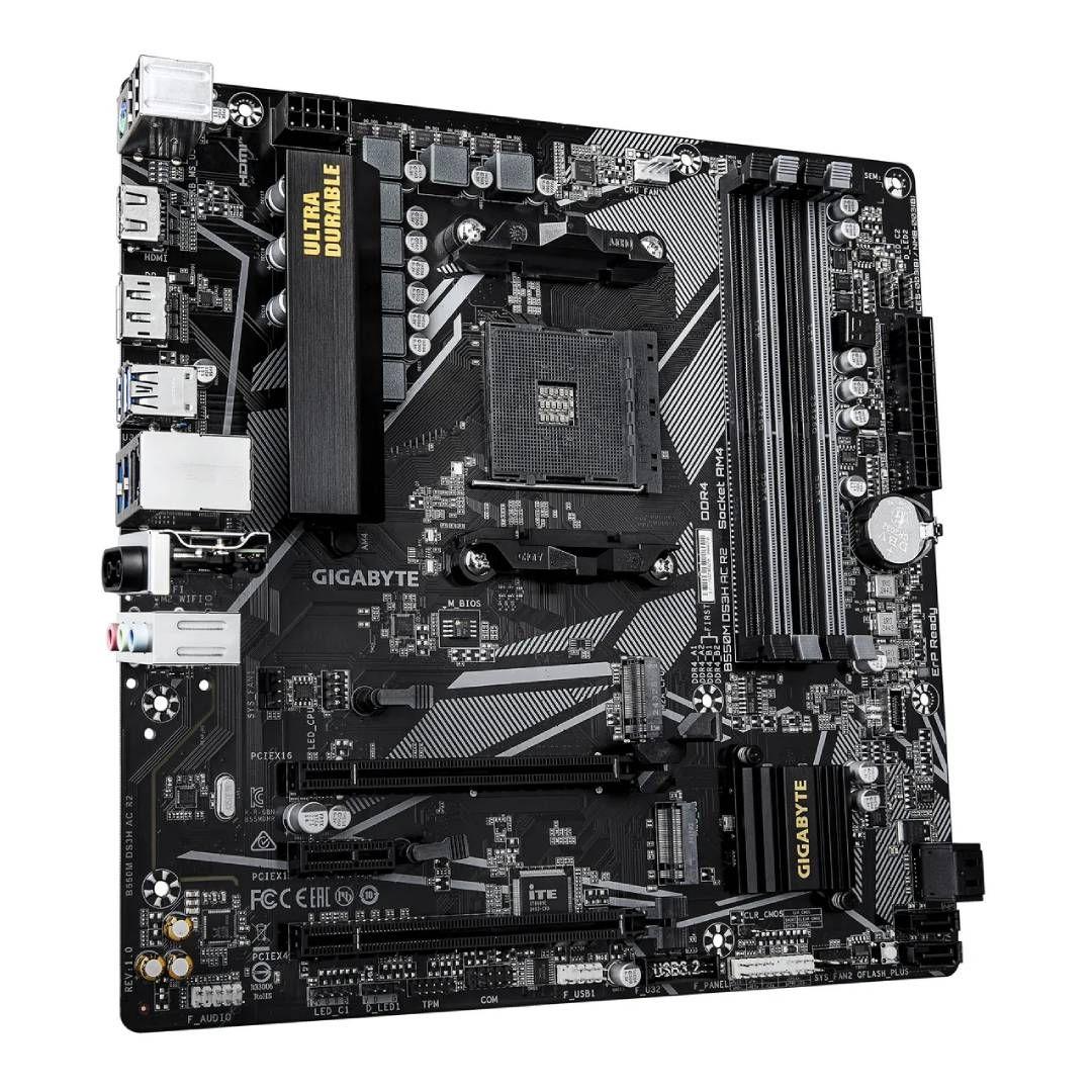 Placa Madre Gigabyte B550M DS3H AC R2, DDR4, mATX-2