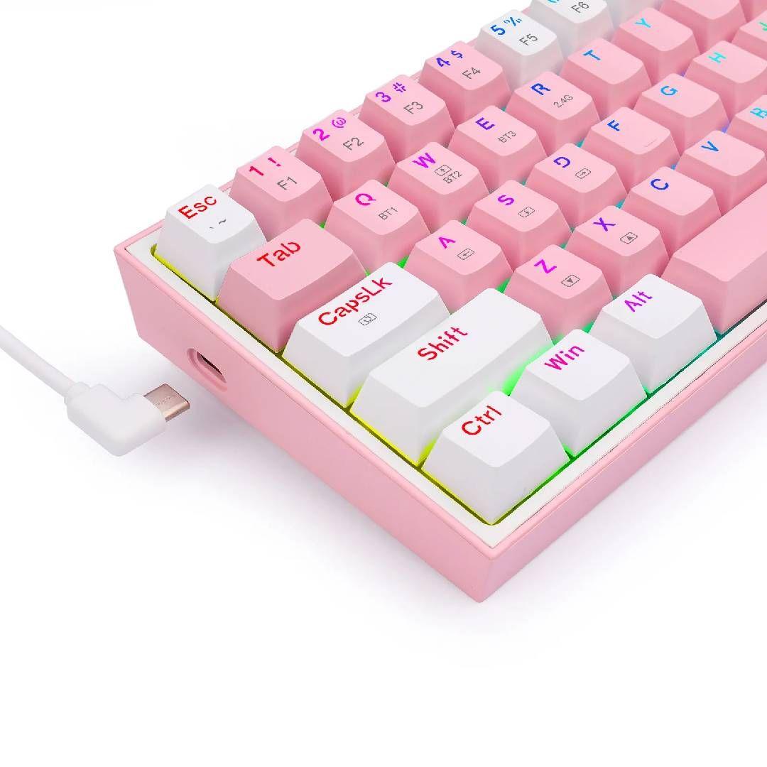 Teclado Gamer Redragon K616 Fizz Rgb Pro Rosa y Blanco-2
