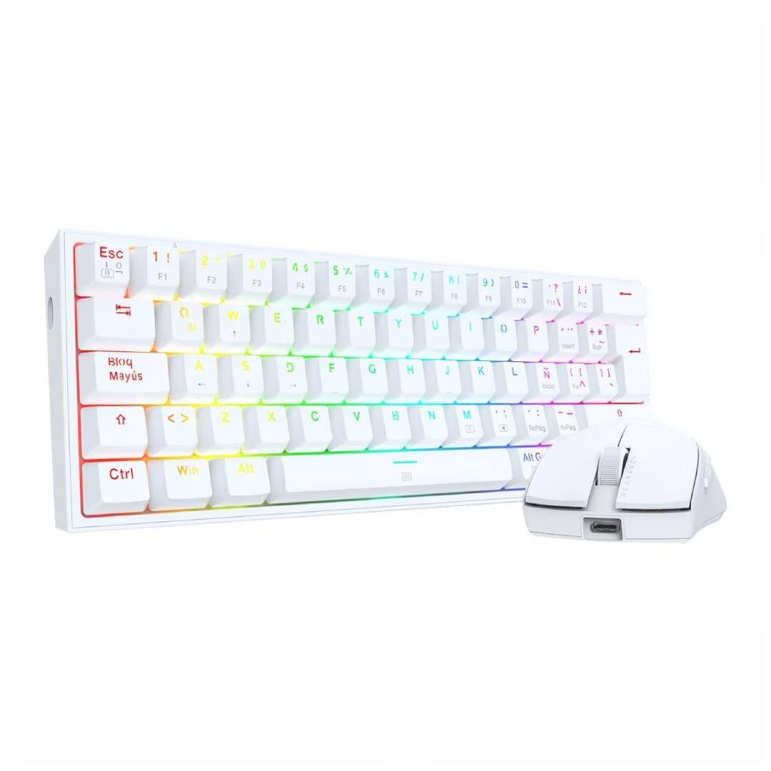 Kit de Teclado y Mouse Redragon k617RGB SP M724 Blanco S143W-2