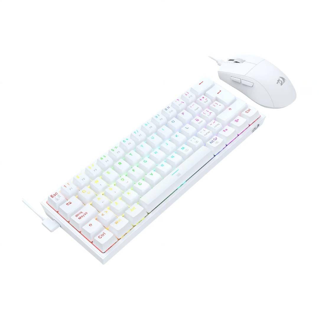 Kit de Teclado y Mouse Redragon k617RGB SP M724 Blanco S143W-3