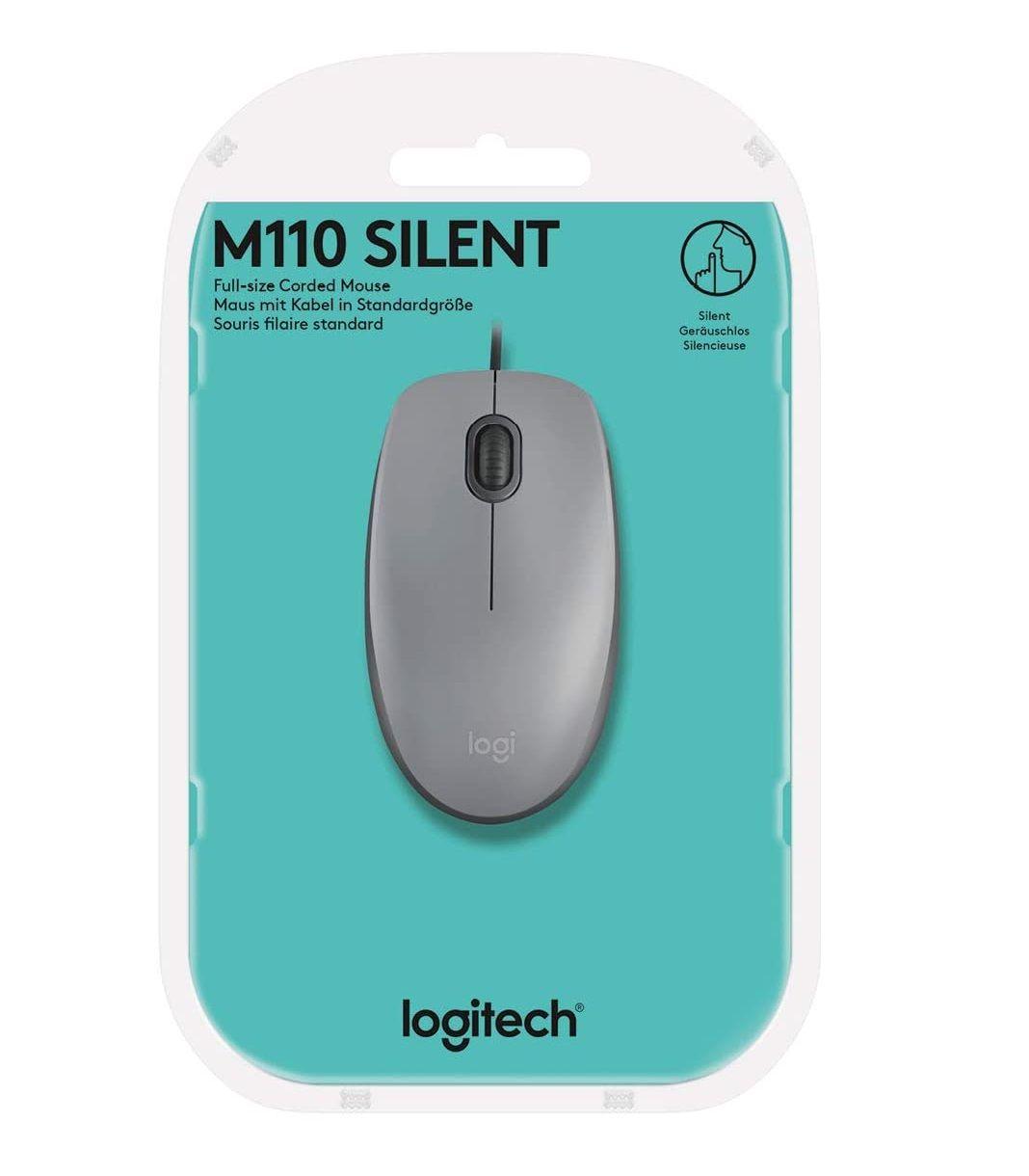 Mouse Logitech Alambrico M110 Silent Plata 1000dpi-3