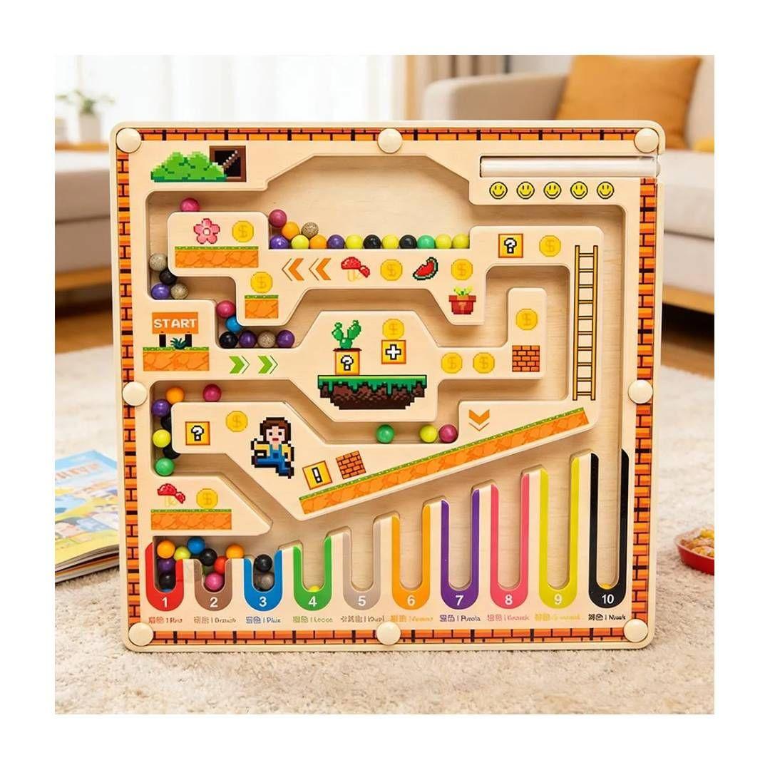 Juguete Montessori Madera Laberinto Números y Colores-4