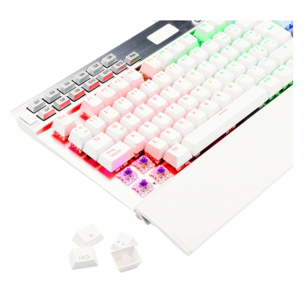 Teclado Gamer Redragon Mecanico Yama White SW Purple Español-3
