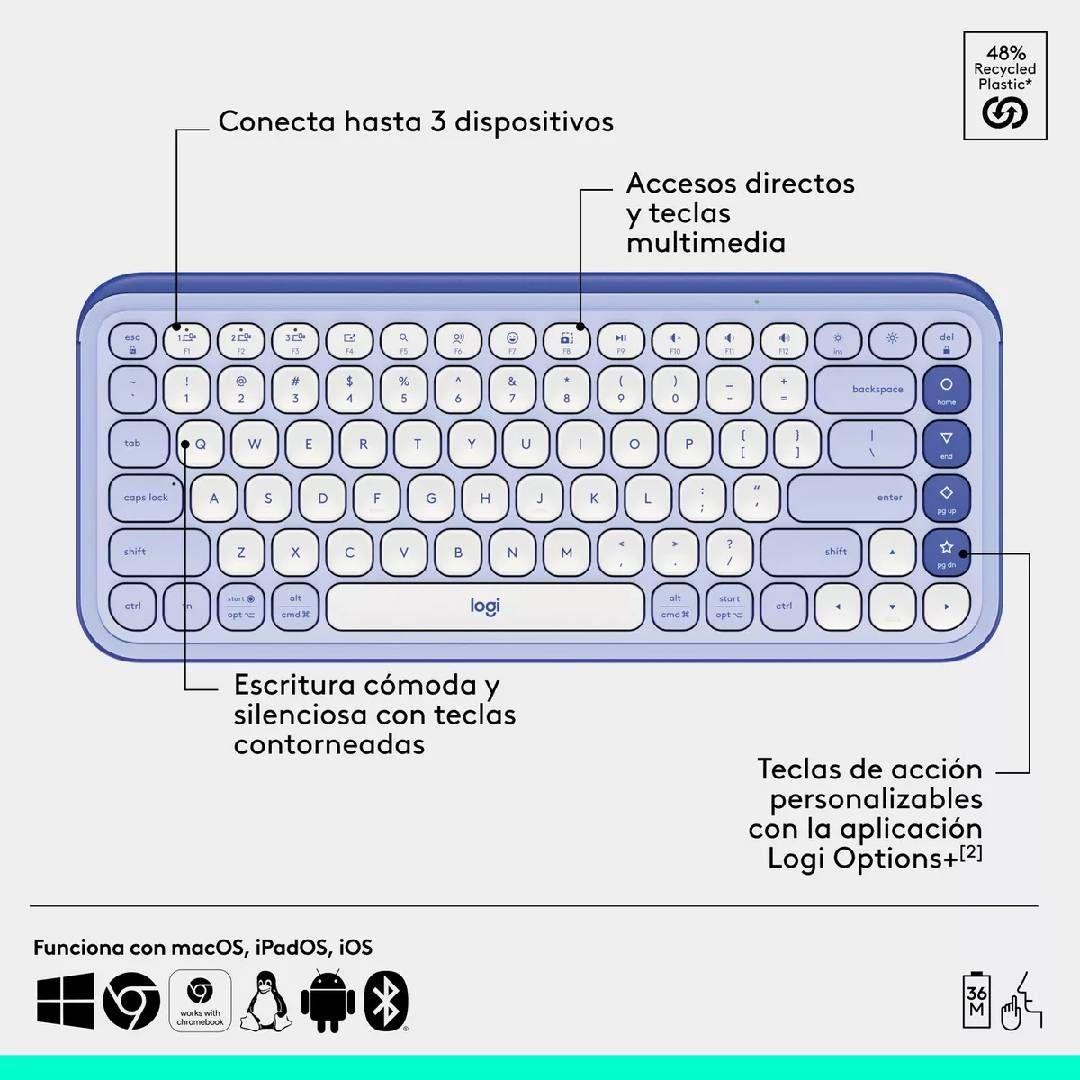 Teclado Logitech POP Icon Combo Español Lila-5