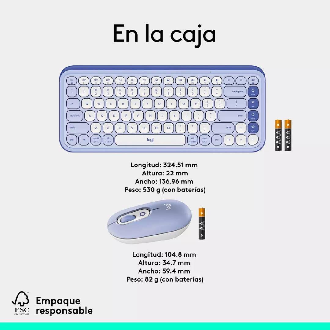 Teclado Logitech POP Icon Combo Español Lila-6
