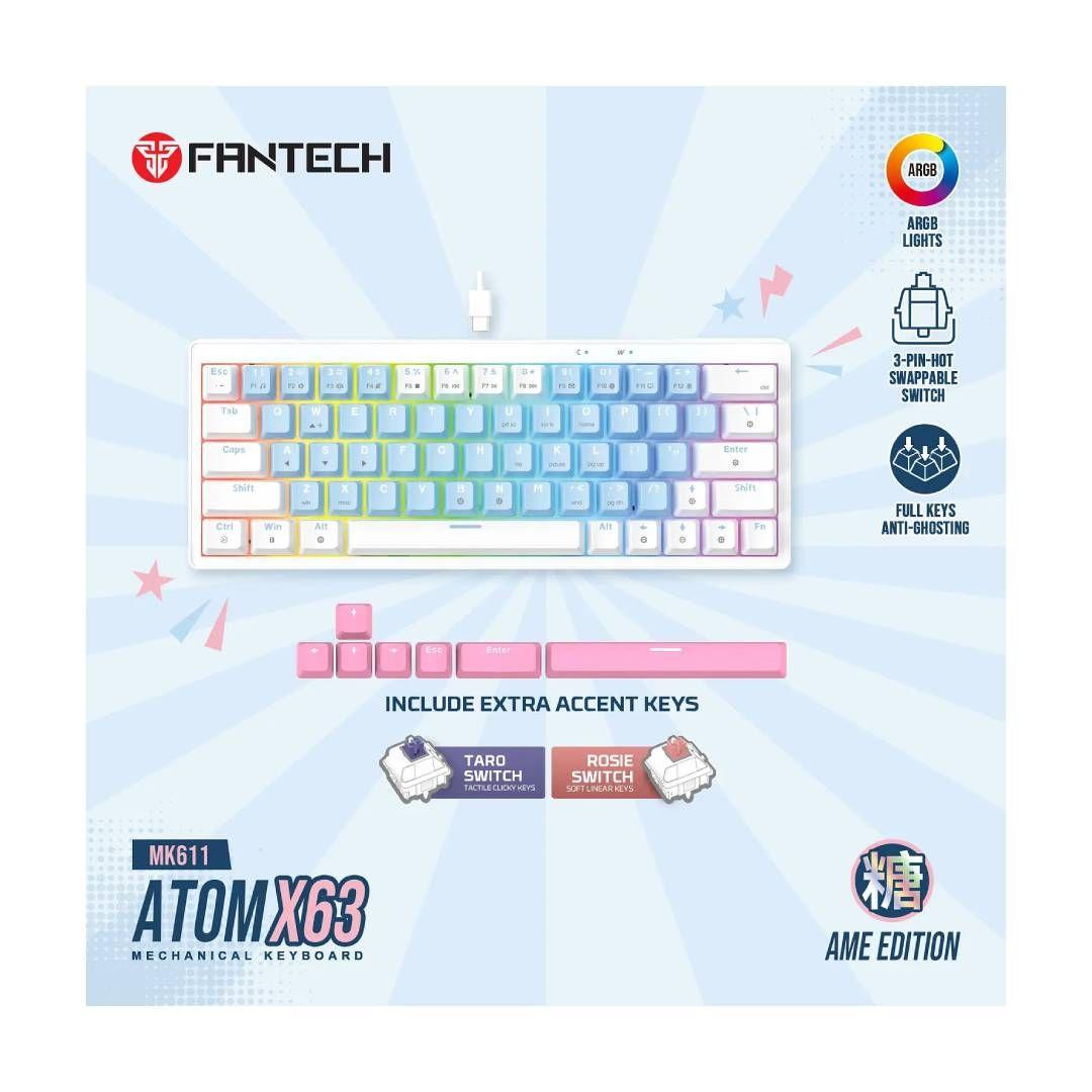 Teclado Fantech ATOM X63 MK611 AME Blue (Switch Taro)-4