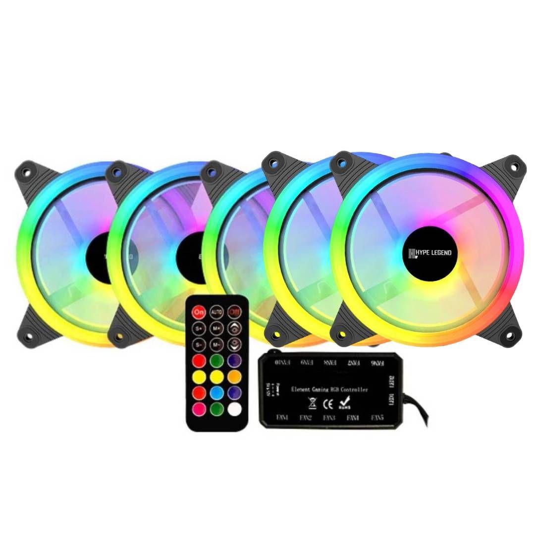 Pack 5x Ventiladores Rgb 120mm + Controlador Pf2 Hype Legend-0