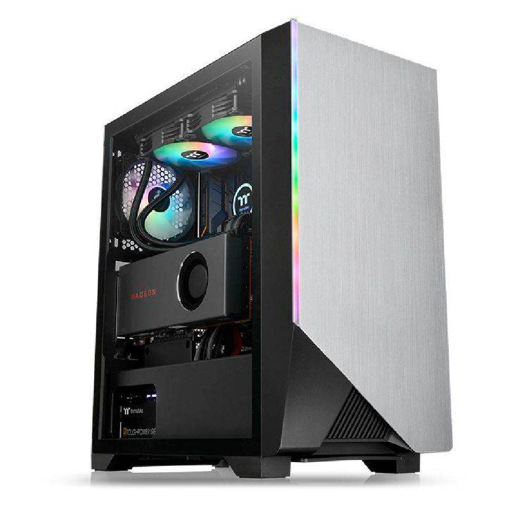 Gabinete Gamer Thermaltke H550 TG ARGB Plata ATX-0