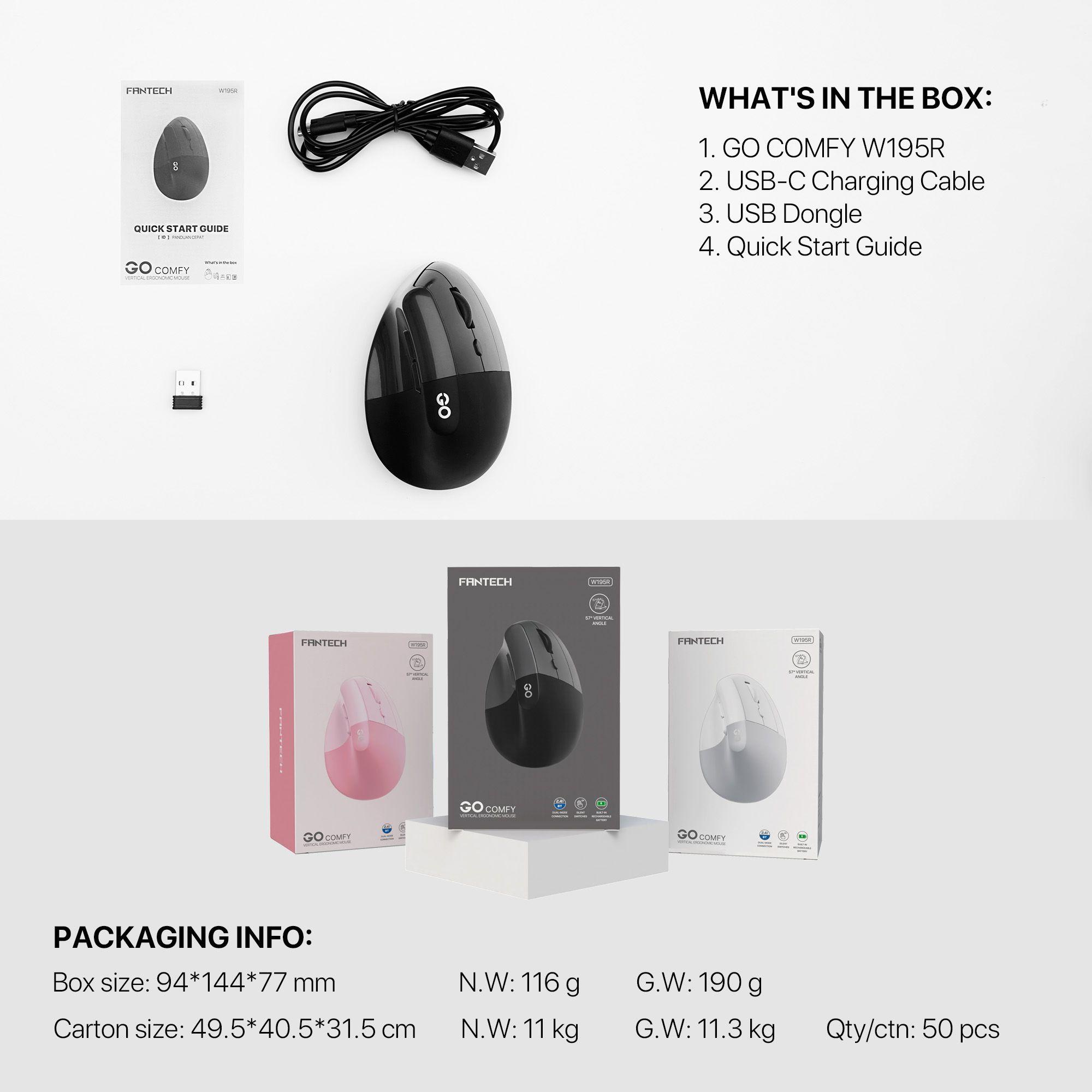 Mouse Fantech W195R GO COMFY Pink-7