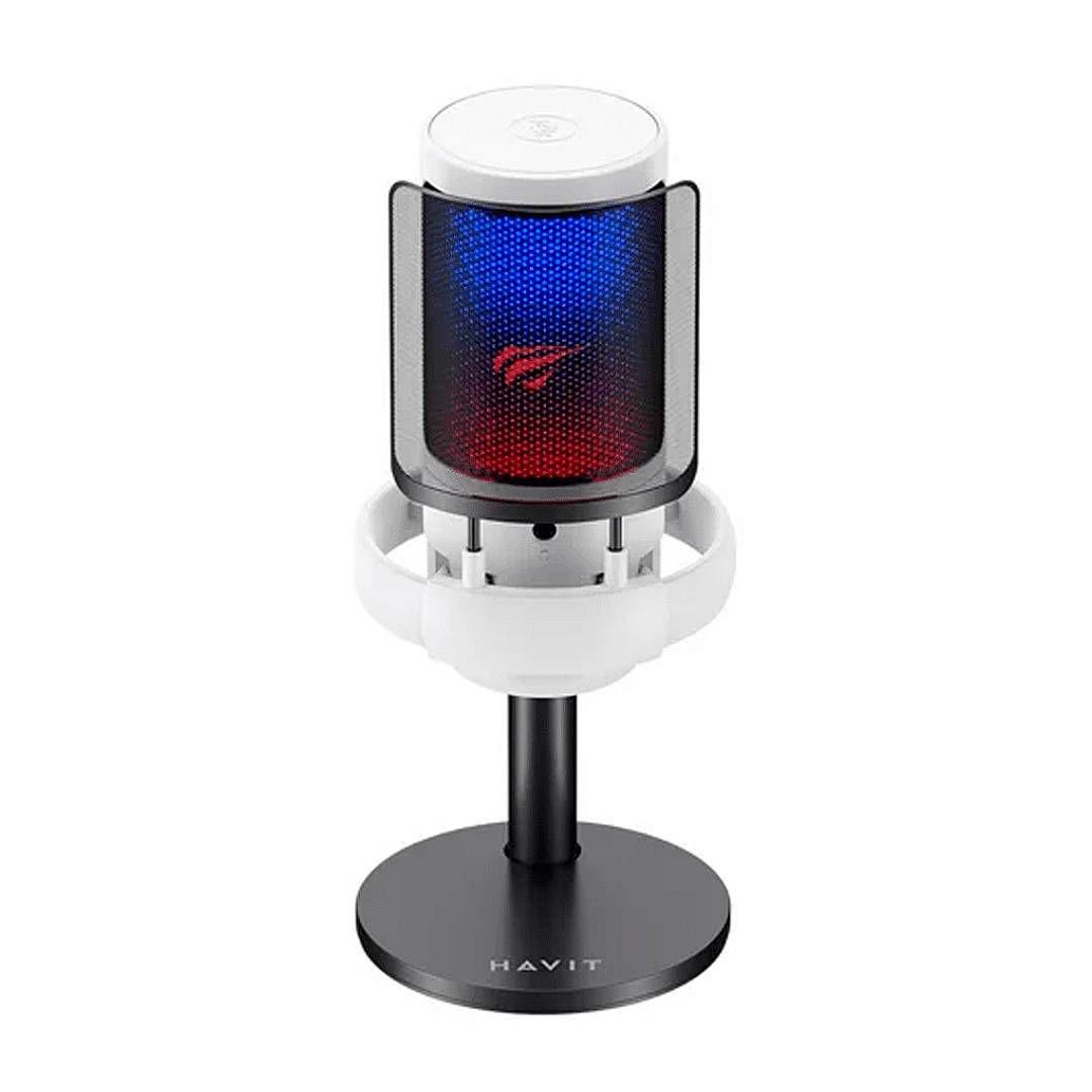 Microfono de Consensador Havit GK50W RGB, USB Blanco-0