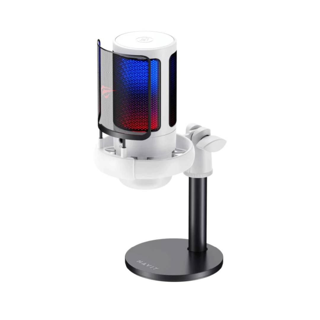 Microfono de Consensador Havit GK50W RGB, USB Blanco-1