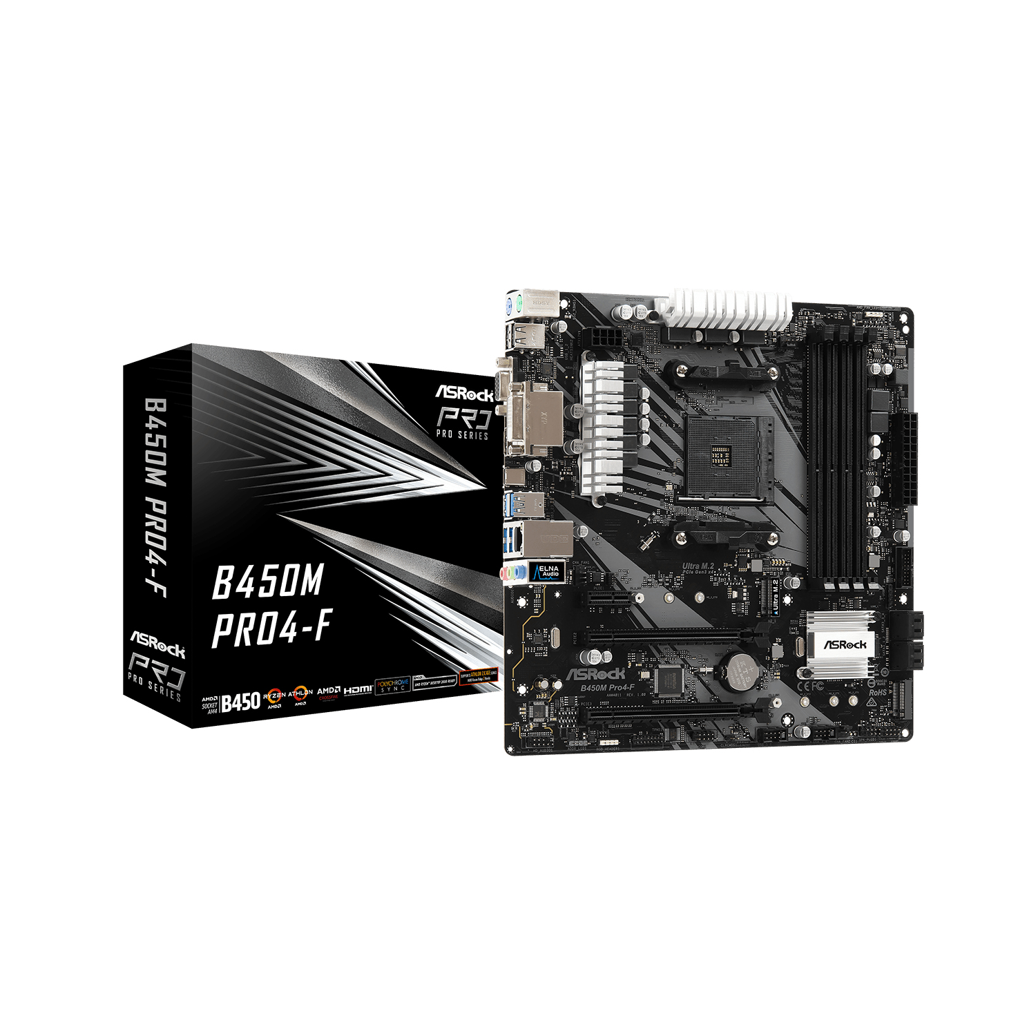 Placa Madre ASROCK B450M Pro4-F AMD AM4-0