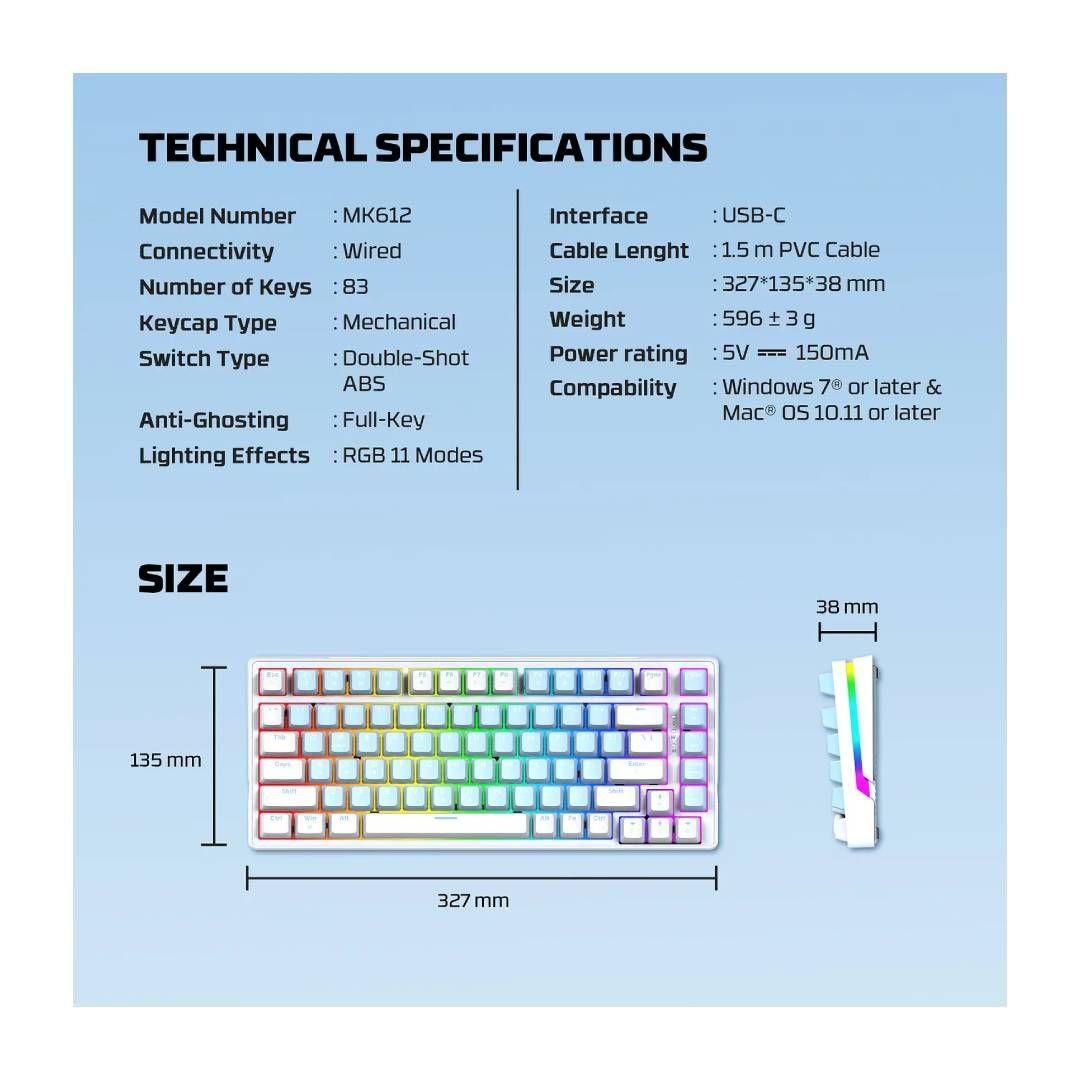 Teclado Fantech ATOM X83 MK612 AME Blue (Switch Rosie)-4