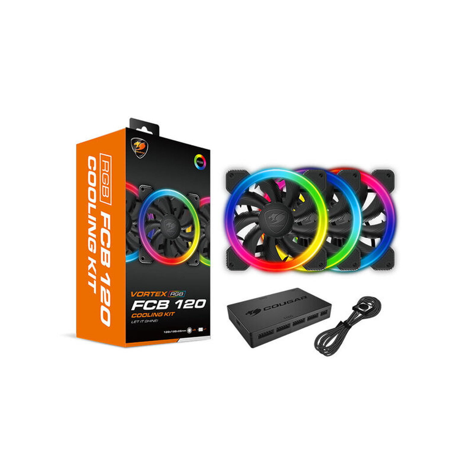 Pack 3 Ventiladores Cougar Vortex FCB 120mm RGB C/Control-0