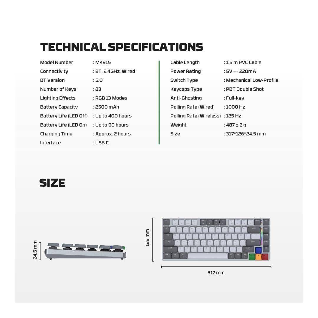 Teclado Fantech MK915 MAXFIT AIR83 SuperMaxfit Switch Red-7