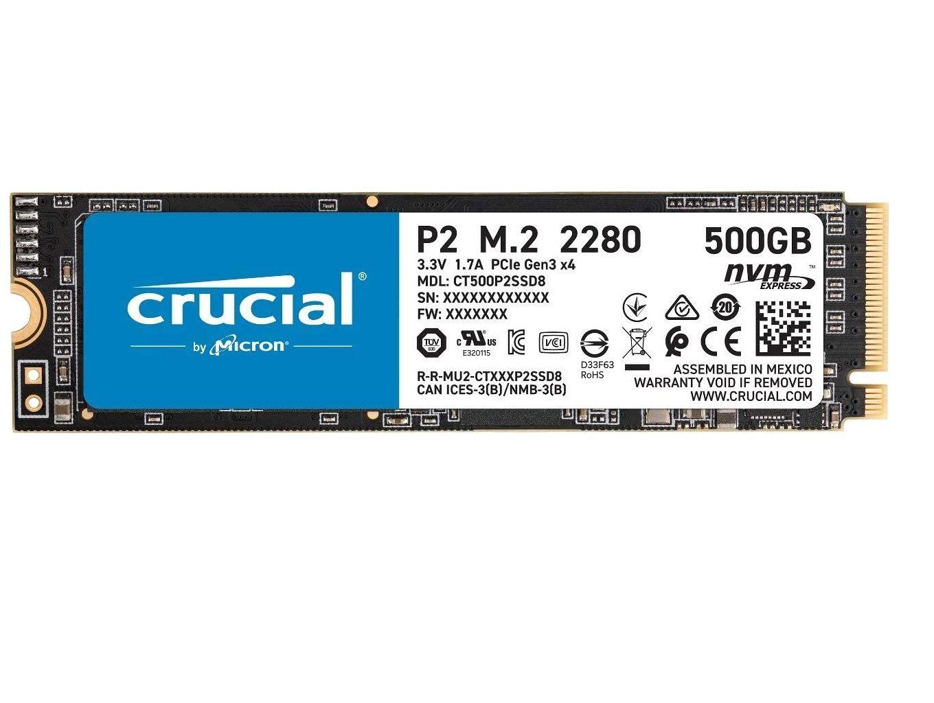 Disco Duro Solido Crucial P2 NVMe M.2 500GB-1