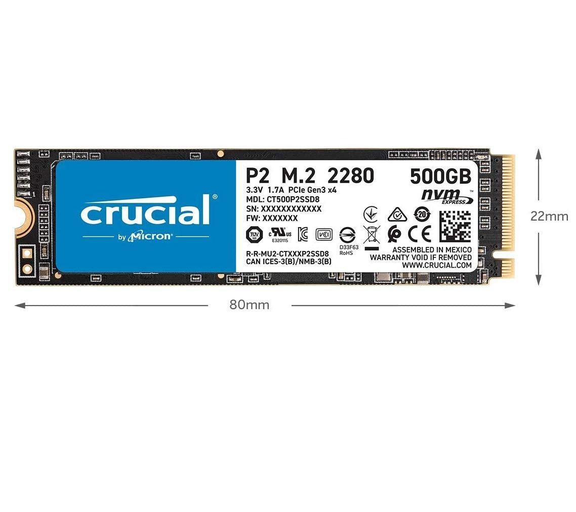 Disco Duro Solido Crucial P2 NVMe M.2 500GB-2