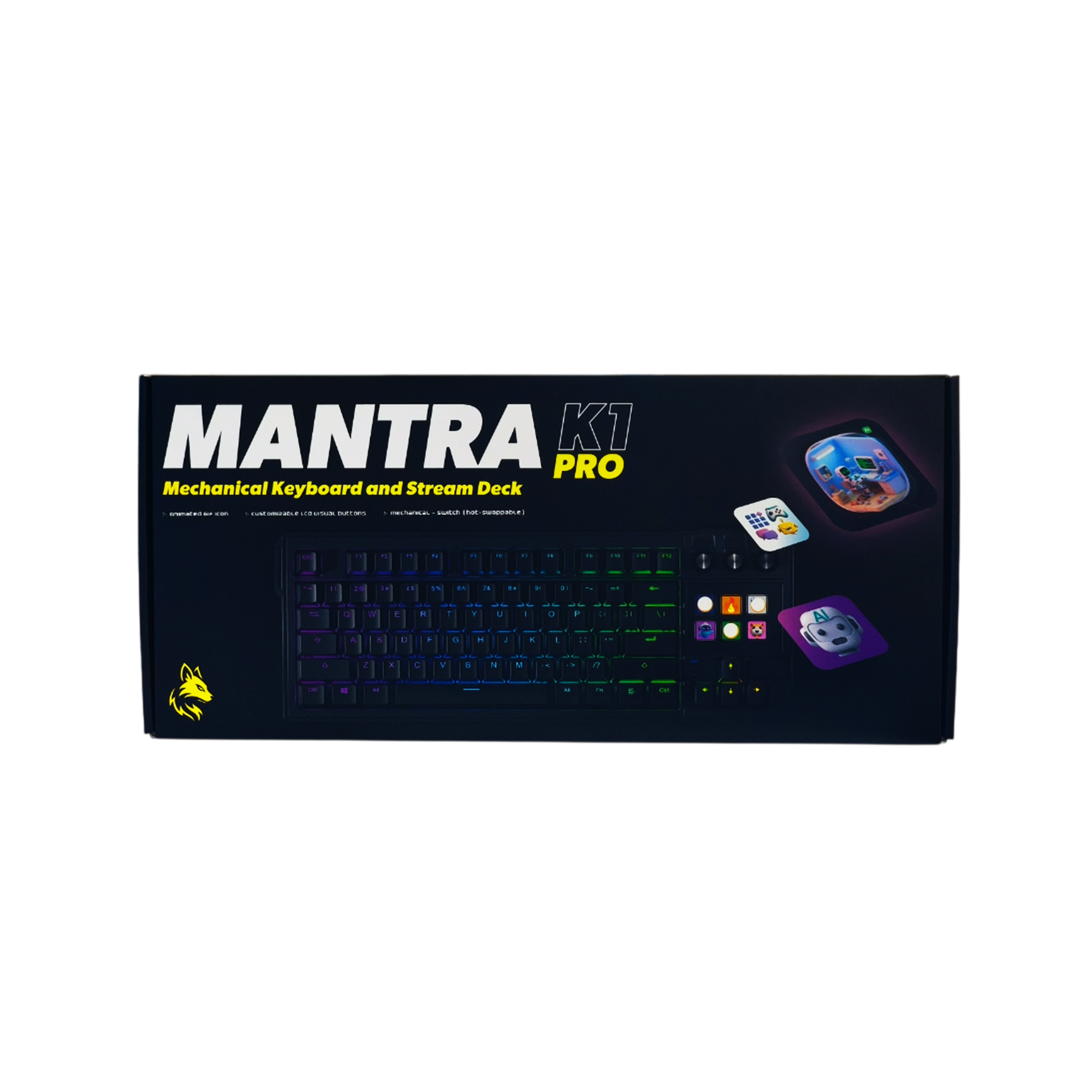 Teclado Exodia Mantra K1 con Streamdeck Blanco Sw Red RGB-2