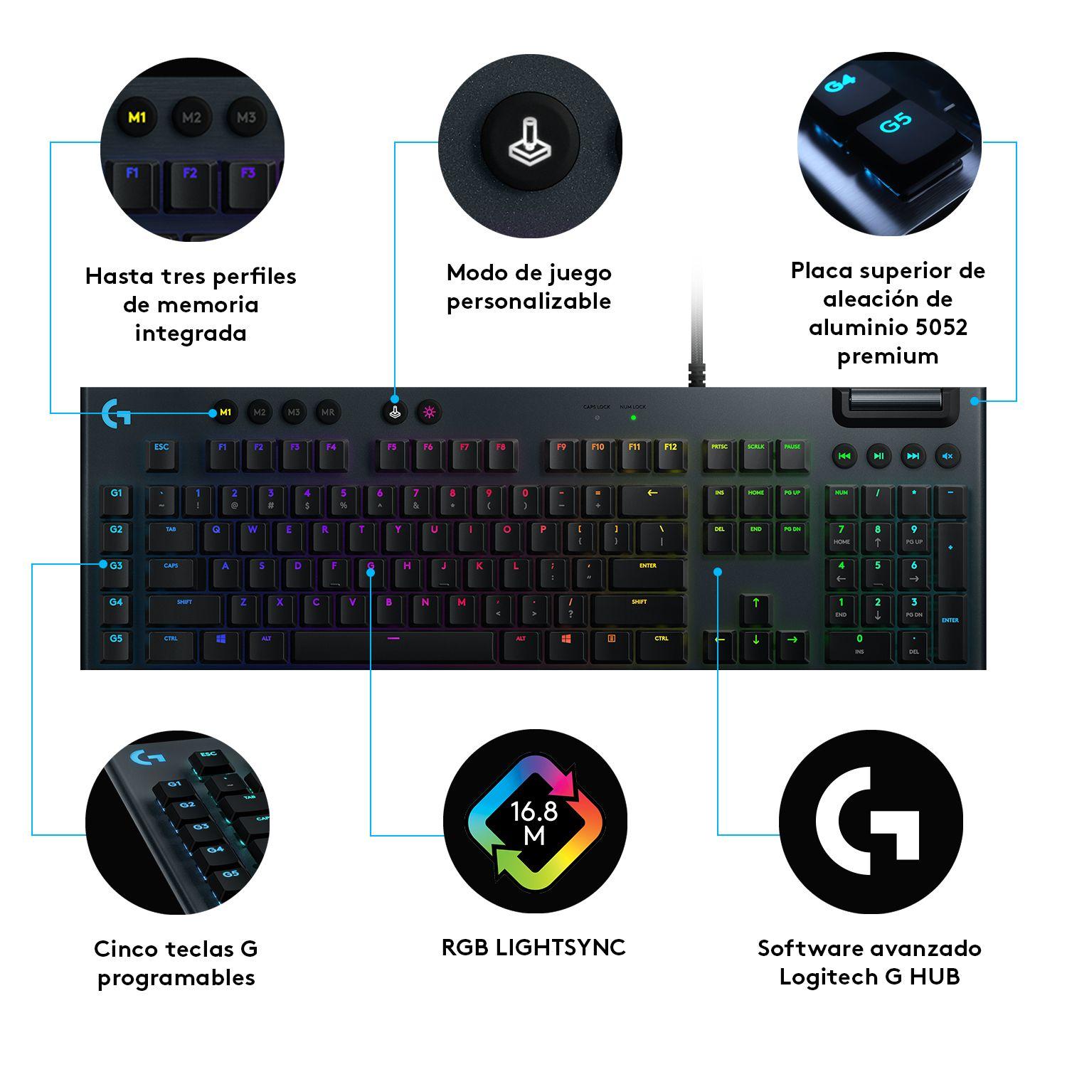 Teclado gamer Logitech G815 QWERTY GL Tactile inglés US-2