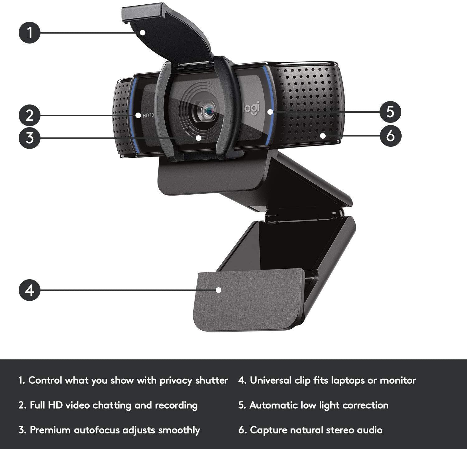 Camara Web Logitech C920s Full HD Con microfono USB-3