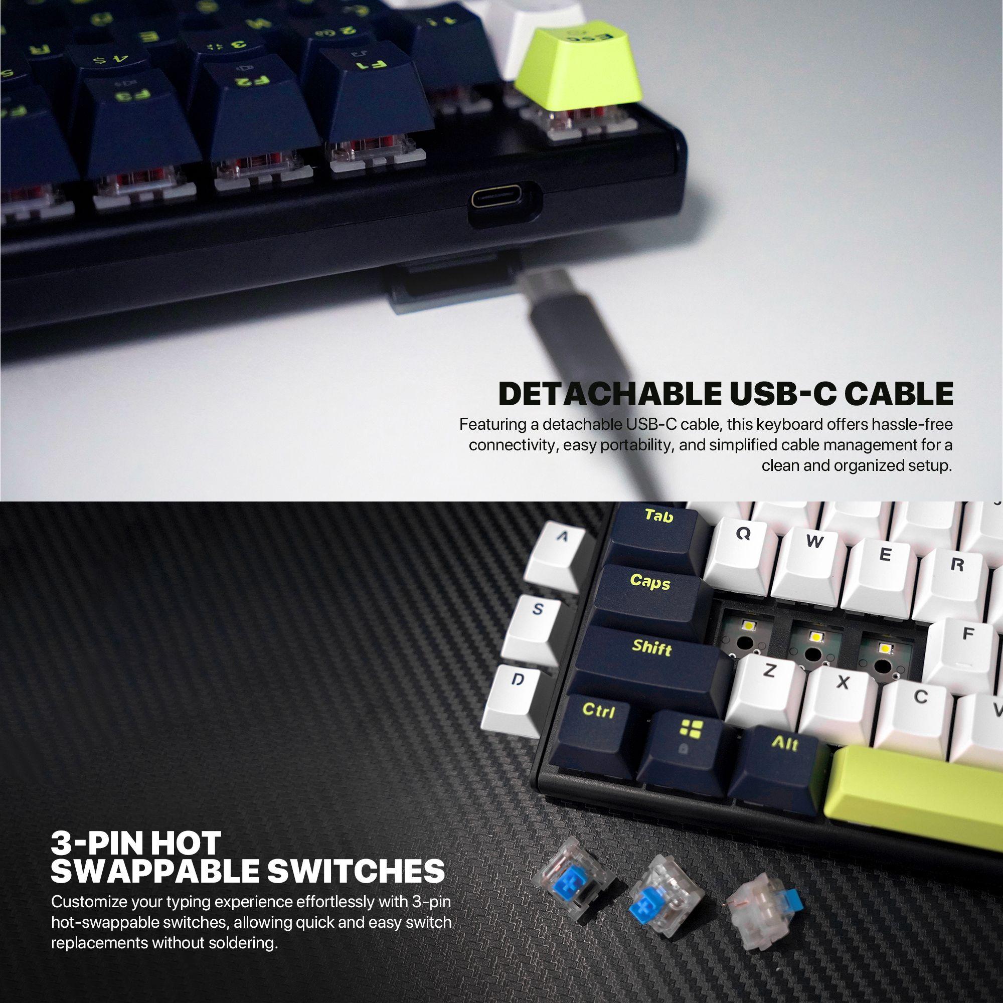 Teclado Fantech MK877s ATOM87s MORI White (Switch Blue)-7
