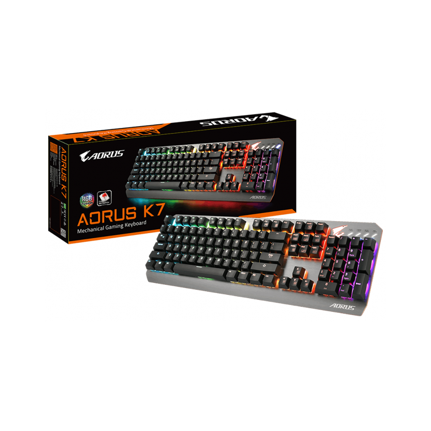 Teclado gamer Gigabyte Aorus K7 QWERTY Cherry Red inglés RGB-0