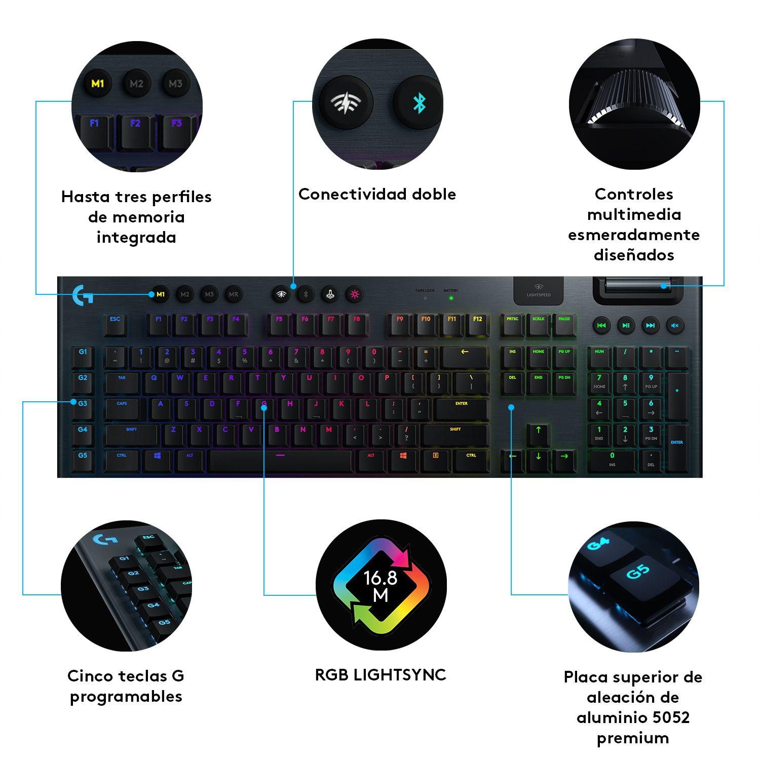 Teclado Gamer Logitech G915 inalámbrico RGB SW Tactile-7