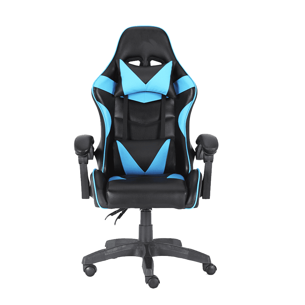 Silla Gamer Eco Cuero Apoyabrazos Reclinable 100kg Celeste-0