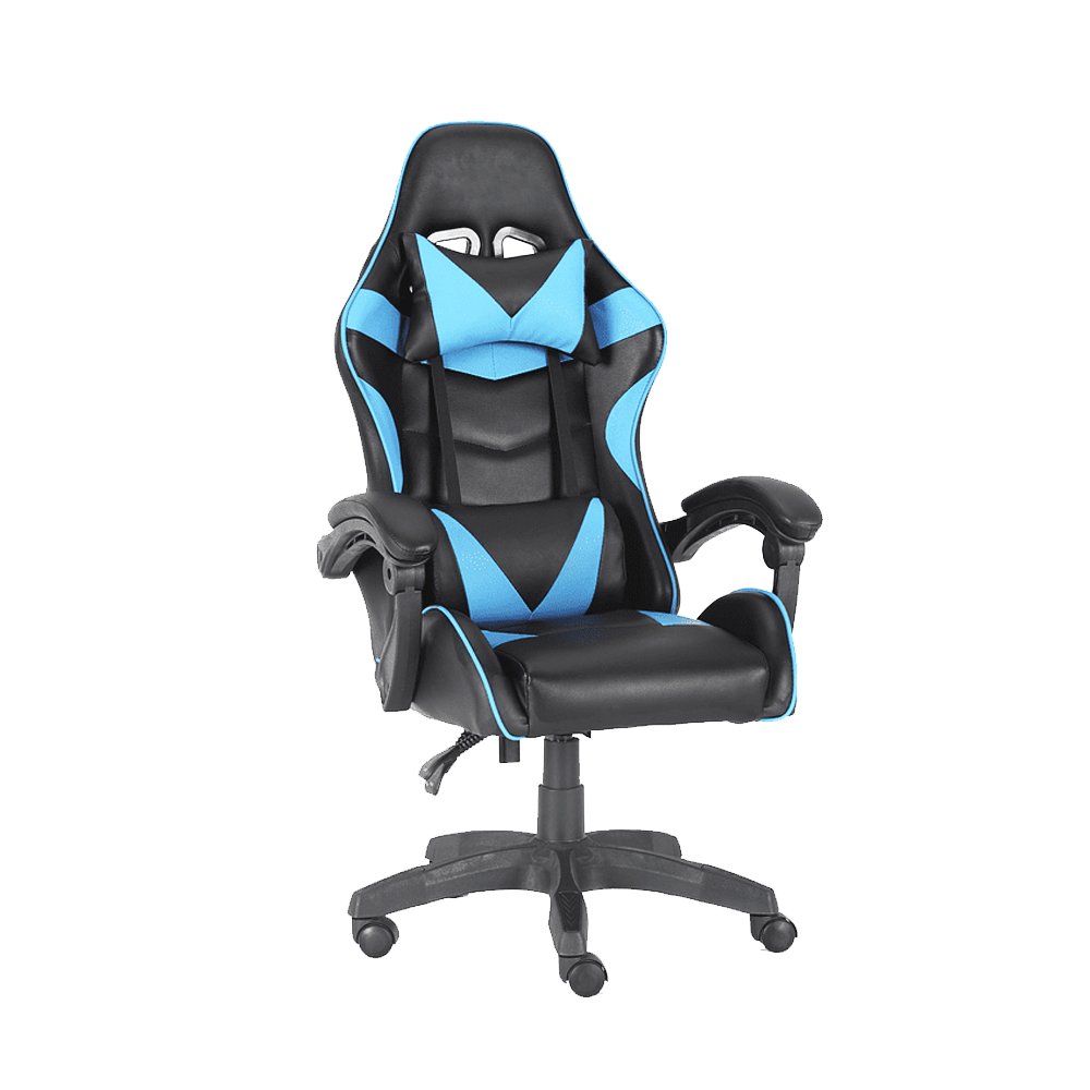 Silla Gamer Eco Cuero Apoyabrazos Reclinable 100kg Celeste-1