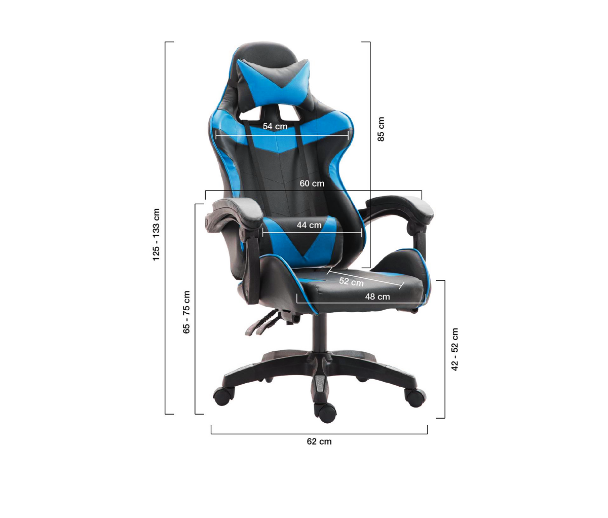 Silla Gamer Eco Cuero Apoyabrazos Reclinable 100kg Celeste-5