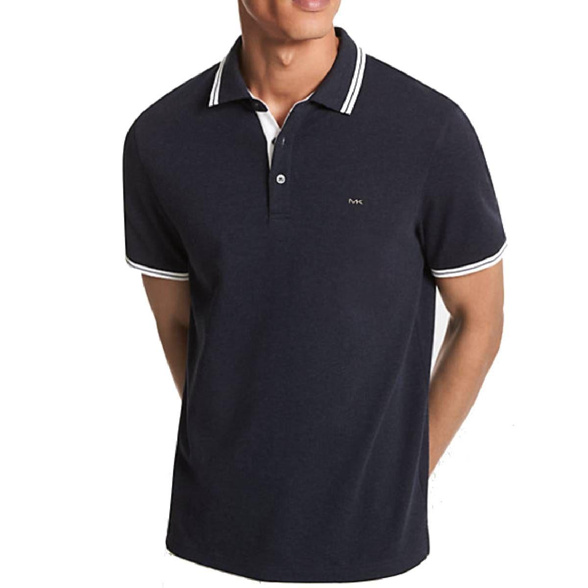 Polera MK Negra Con Cuello Linea Blanca Talla M-0