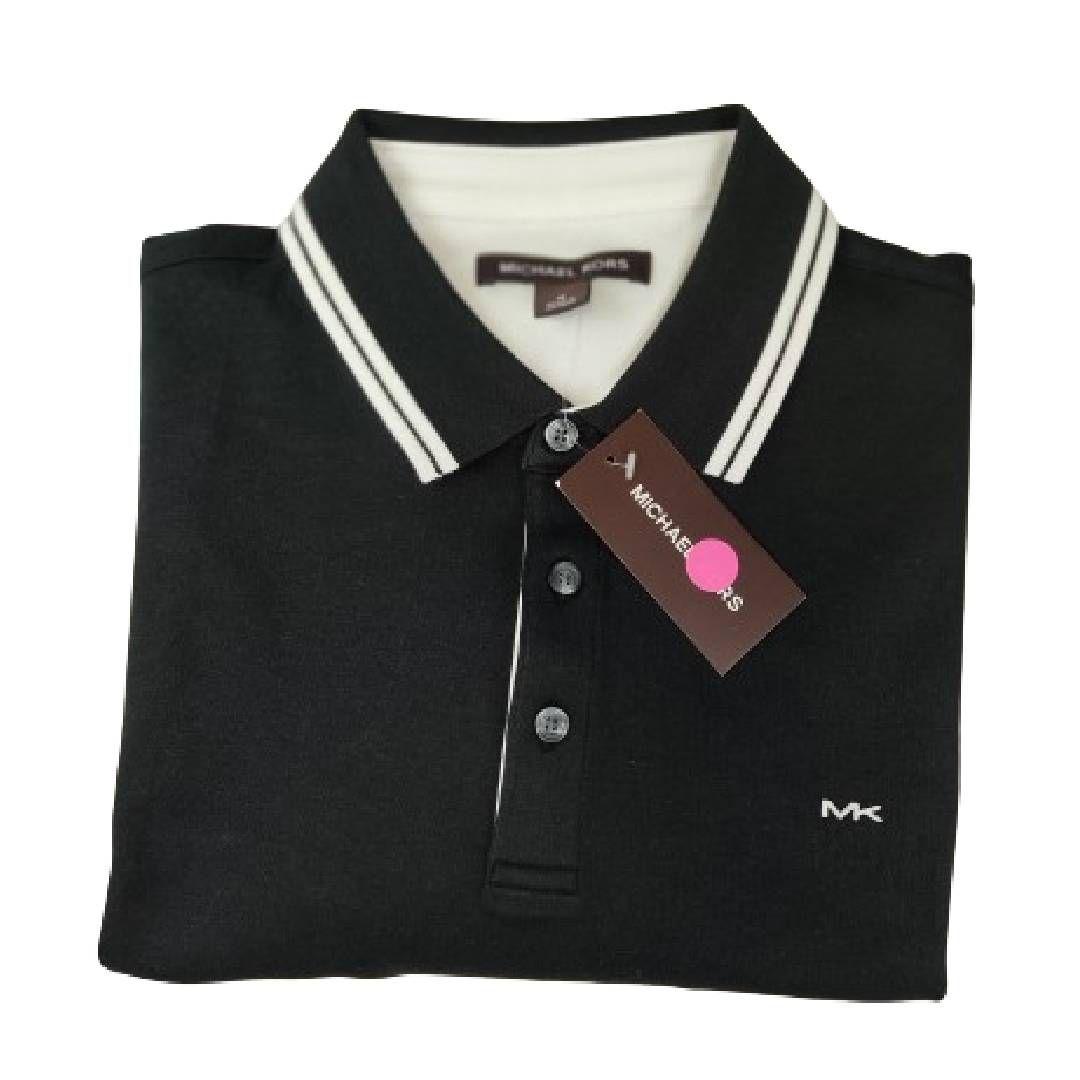 Polera MK Negra Con Cuello Linea Blanca Talla M-2