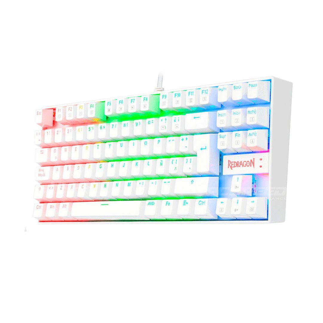 Teclado Gamer Redragon Kumara K552 Blanco Rainbow SW Red-2