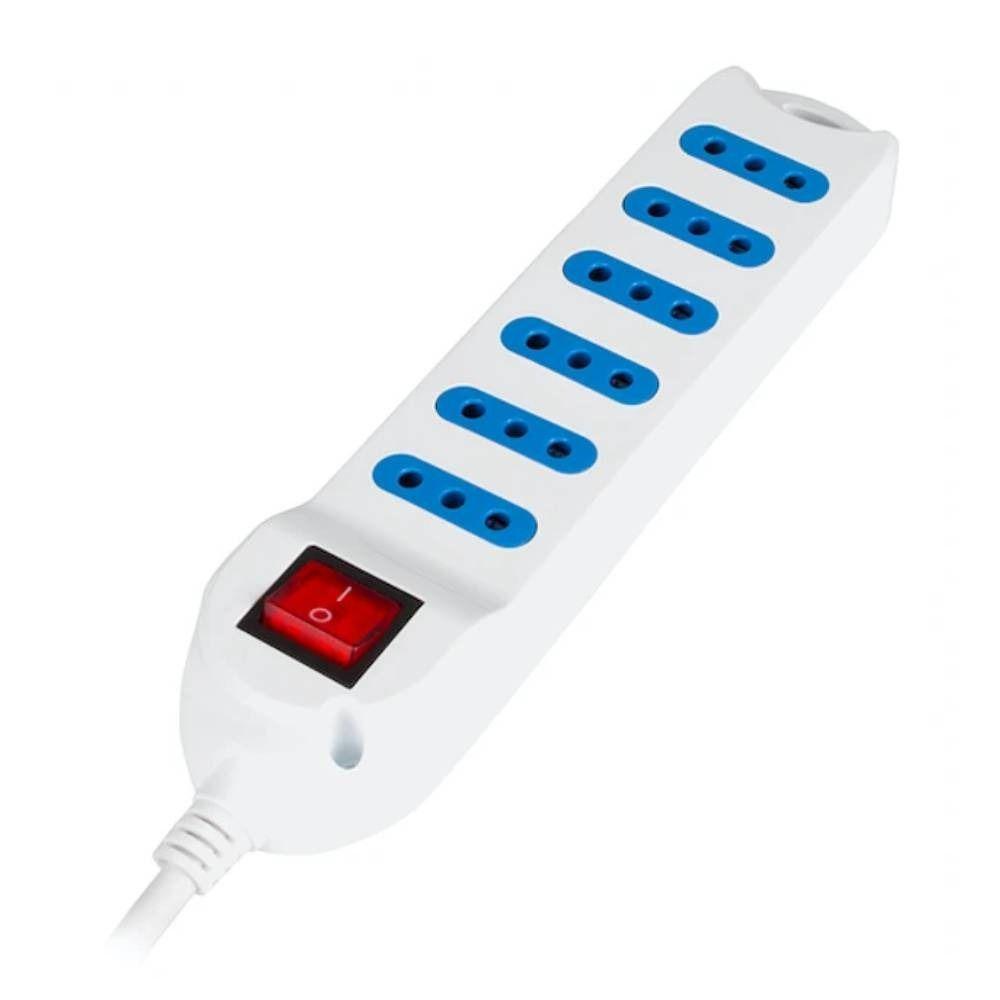 Extension 6 Entradas 3 Metros Blanco con Interruptor XT-30-0