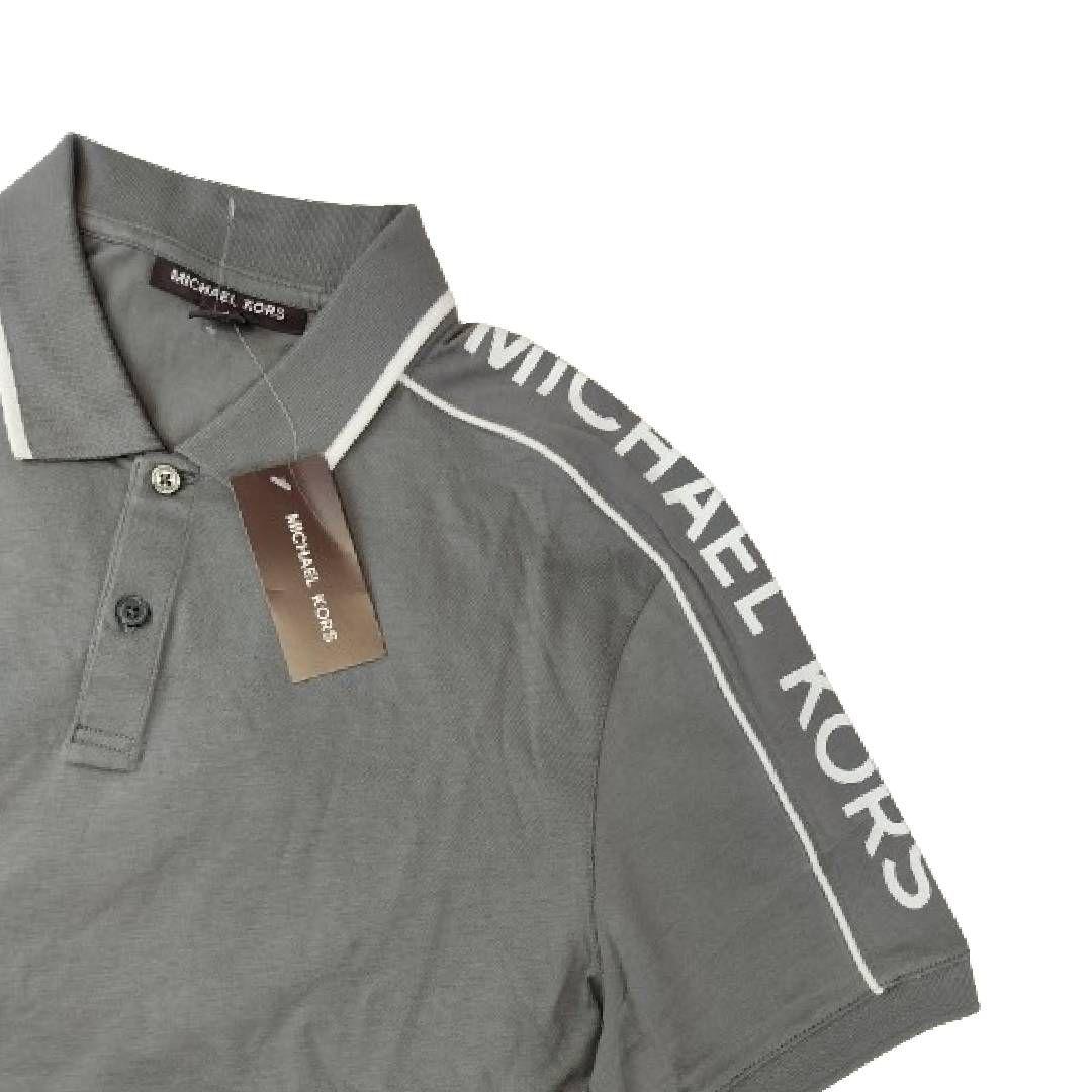 Polera MK Gris Oscuro Con Cuello Linea Blanca Talla M-3