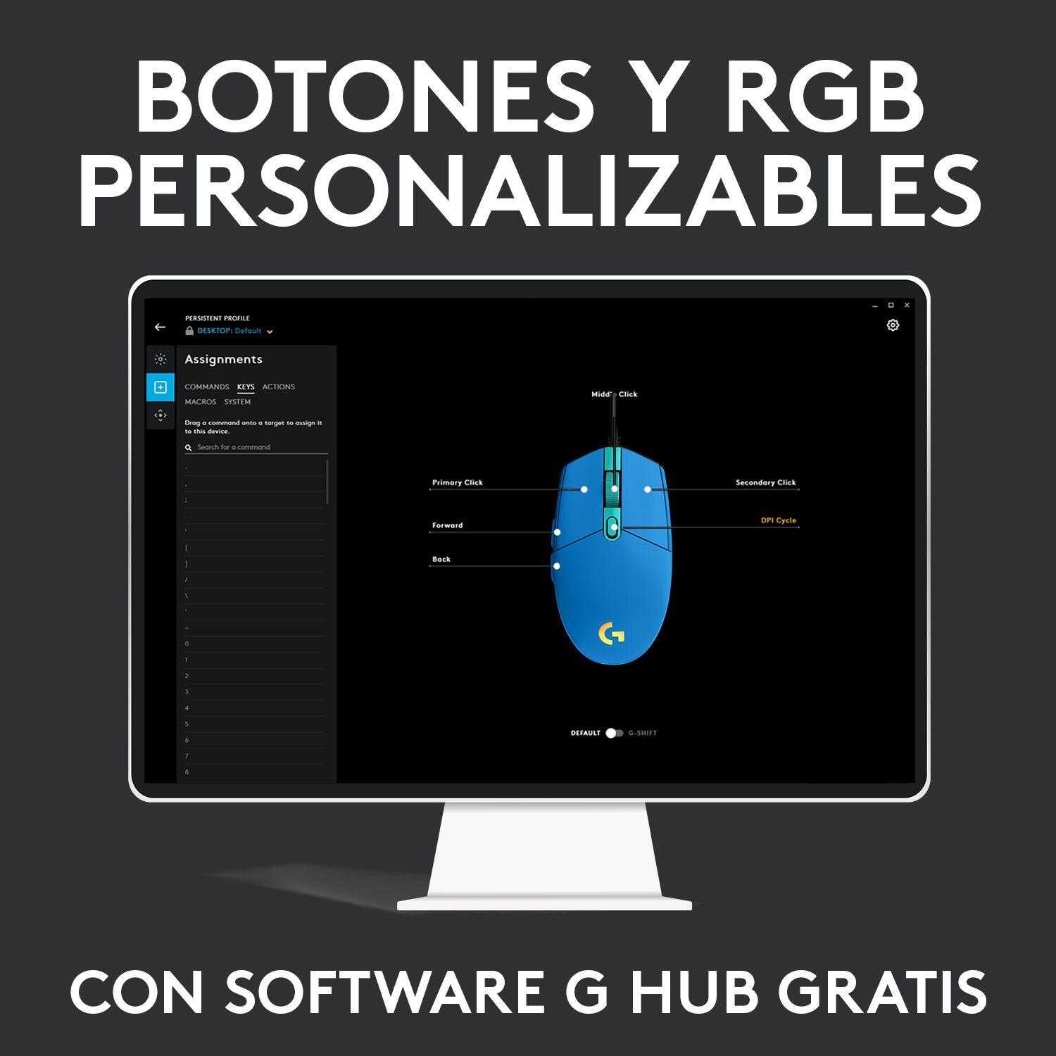 Mouse Gamer Logitech G203 Lightsync Azul 8000 dpi-2