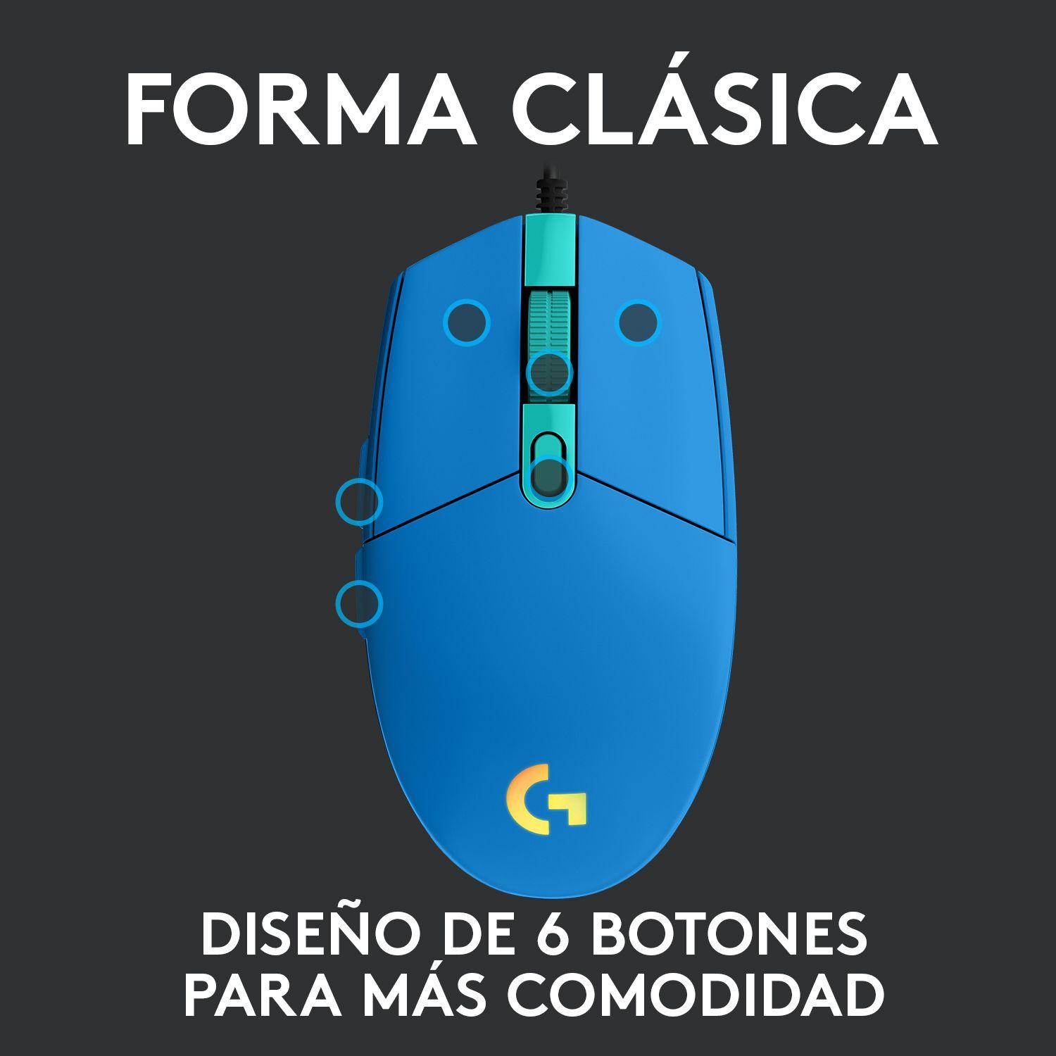 Mouse Gamer Logitech G203 Lightsync Azul 8000 dpi-5