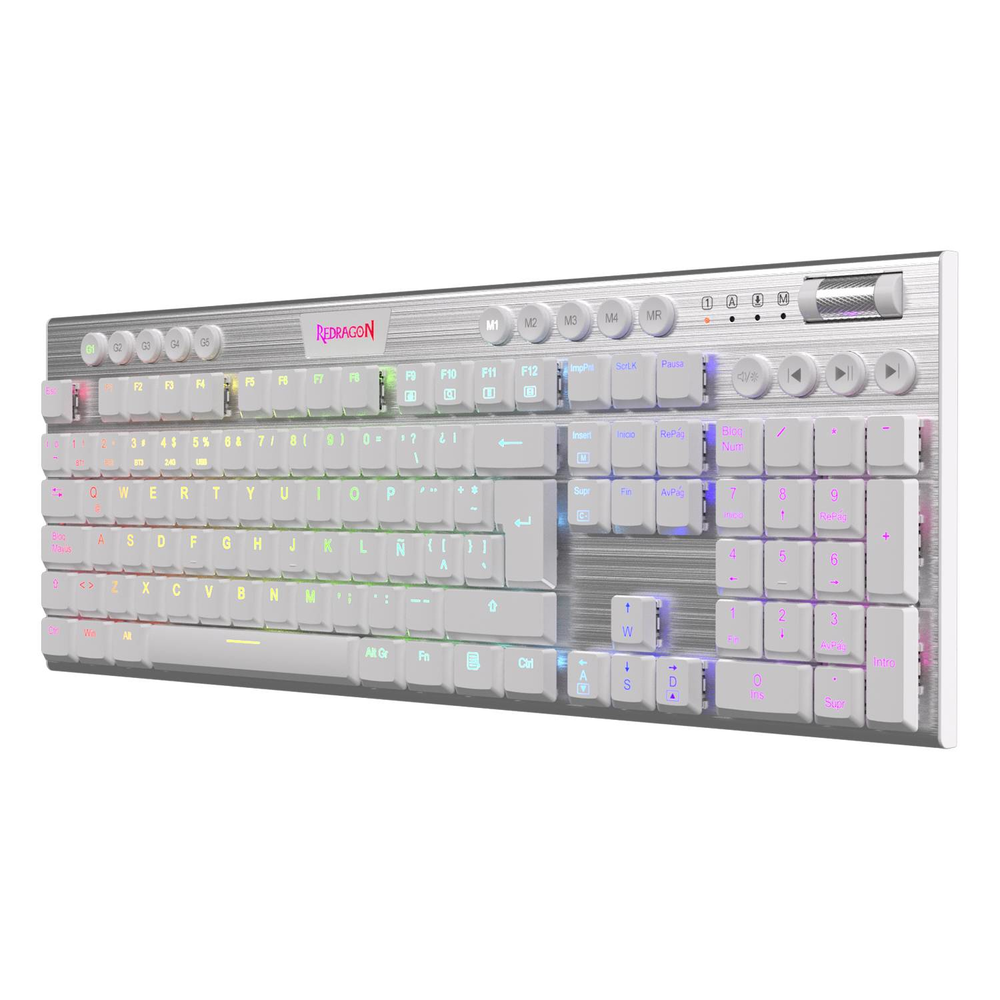 Teclado Mecánico Redragon Horus FS K618SP Blanco Inalambrico-2
