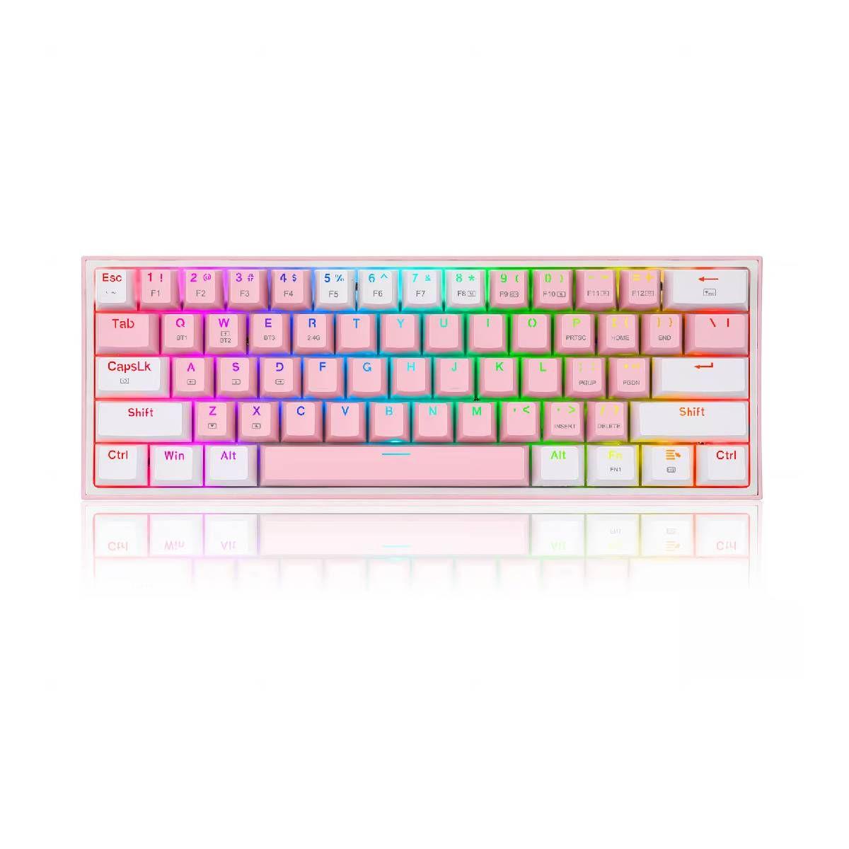 Teclado Redragon Fizz RGB K617-RGB Pink/White-0