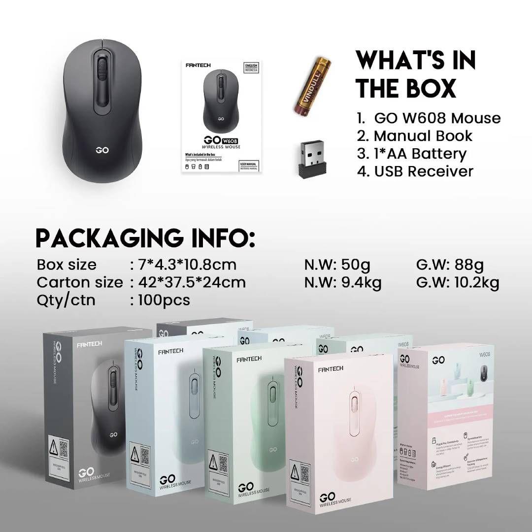 Mouse inalámbrico FANTECH W608 GO Rosa-3