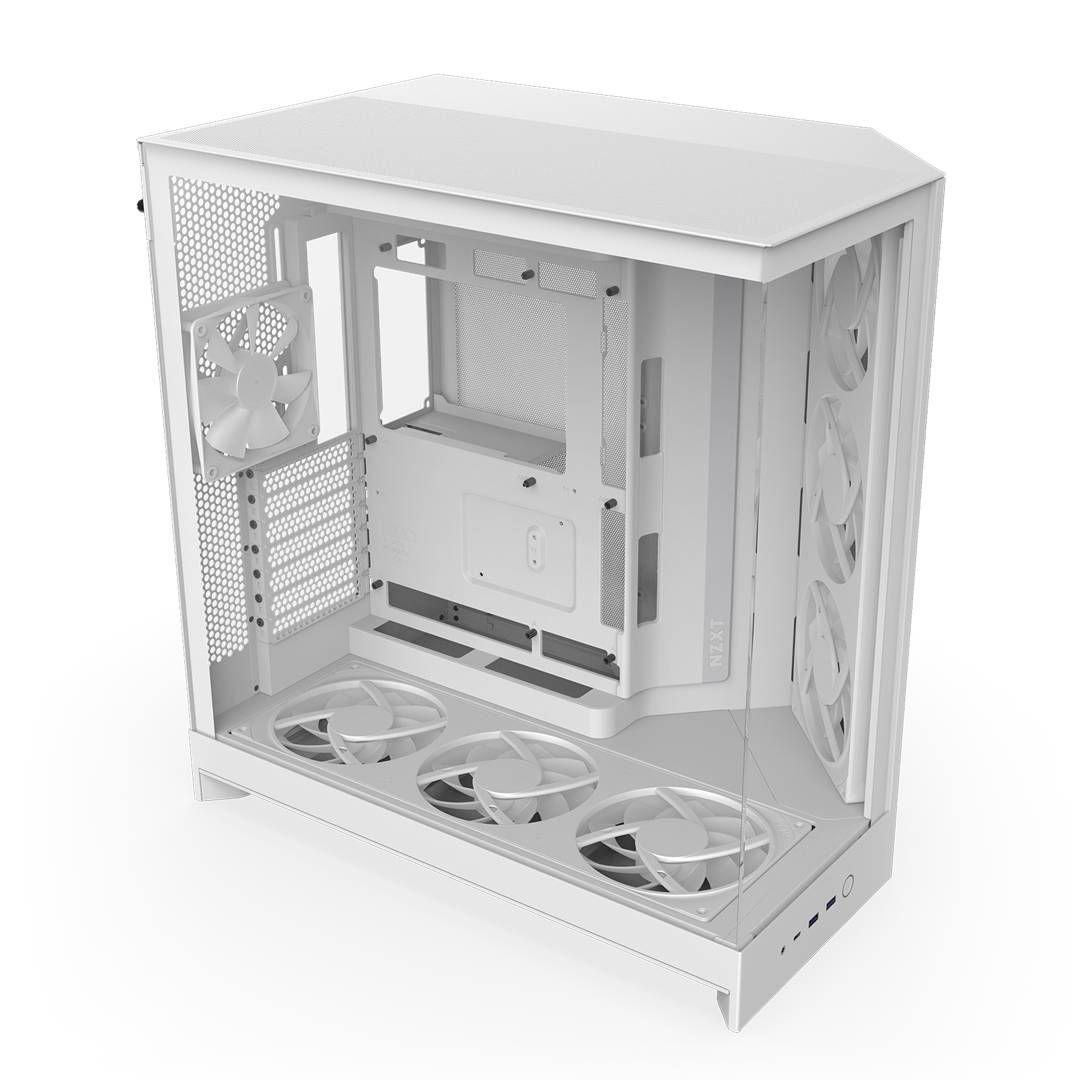 Gabinete NZXT H9 Flow RGB+ 2025 con Fans RGB y Control White-4