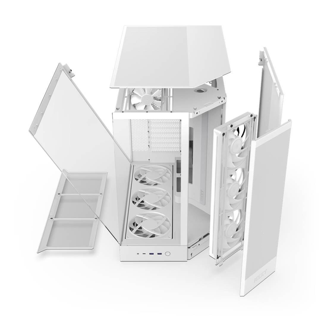 Gabinete NZXT H9 Flow RGB+ 2025 con Fans RGB y Control White-7