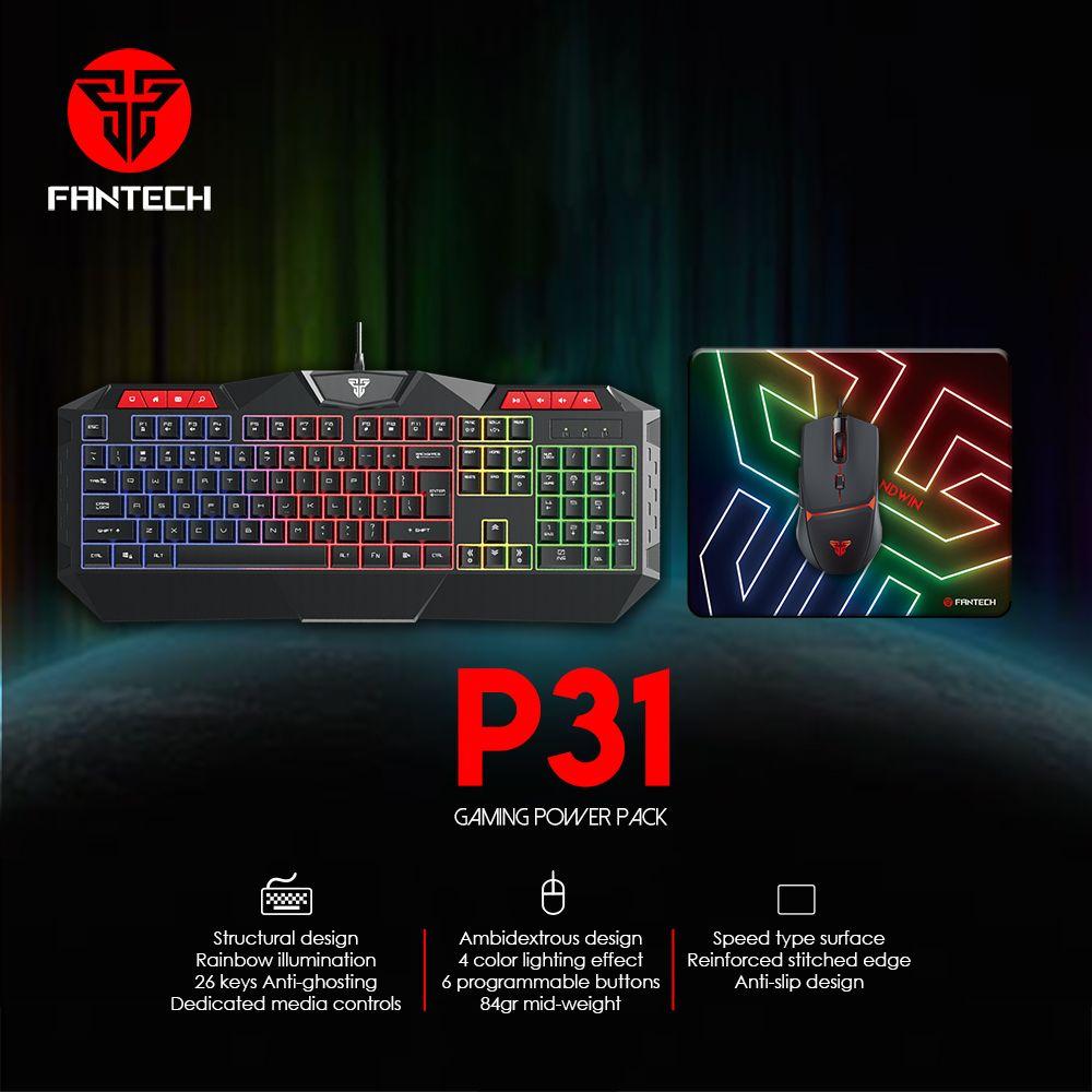 Pack Gamer Teclado Mouse Mousepad Fantech P31-1