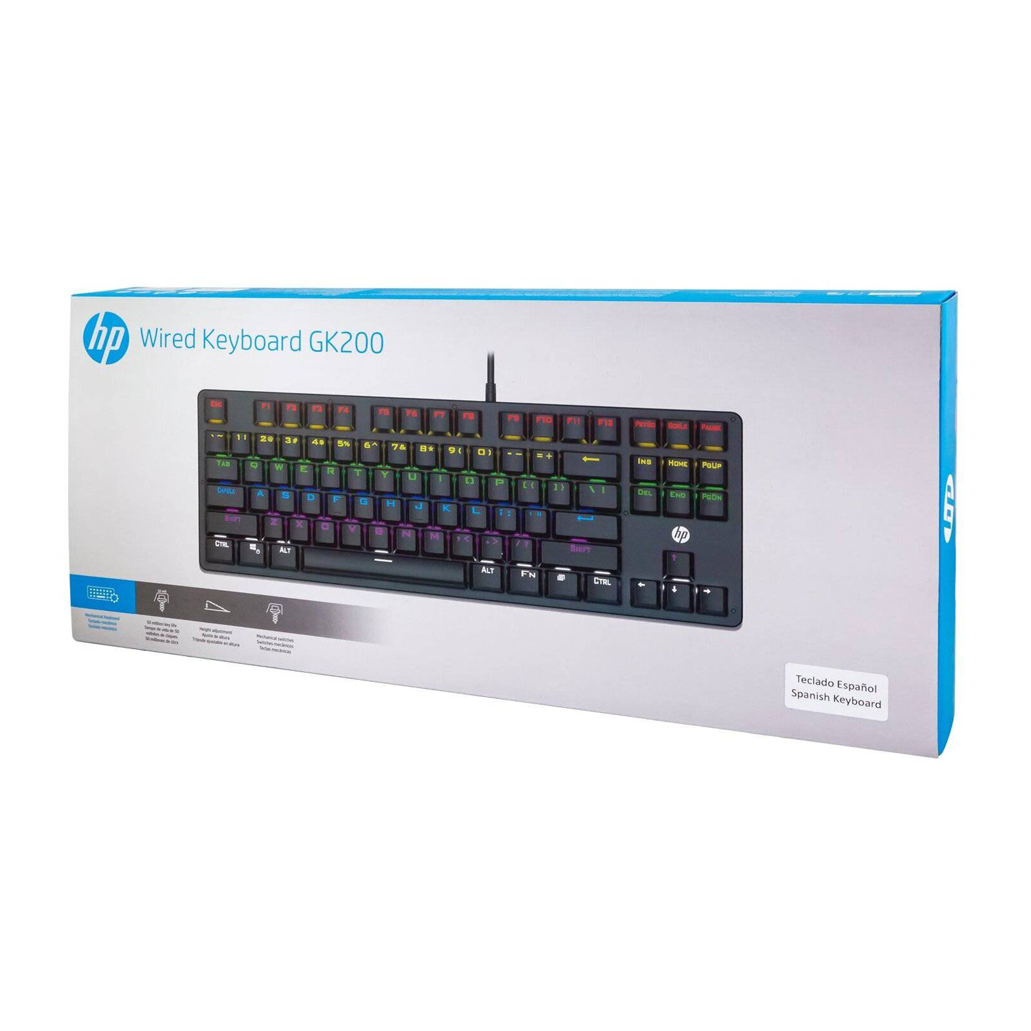 Teclado Gamer HP GK200 Black Mecánico SW Blue RGB Español-2