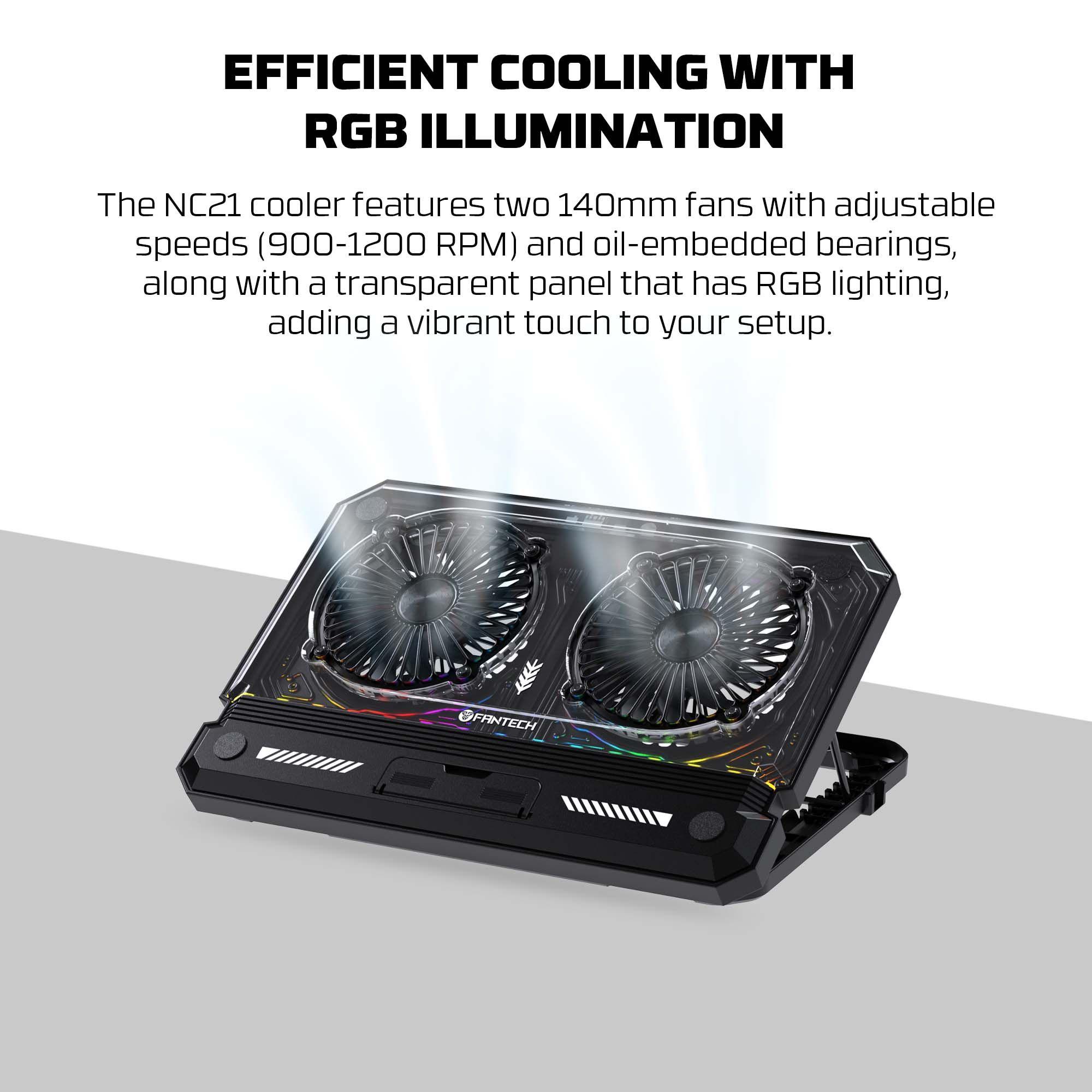 Base de Notebook Fantech NC21 Black RGB-8