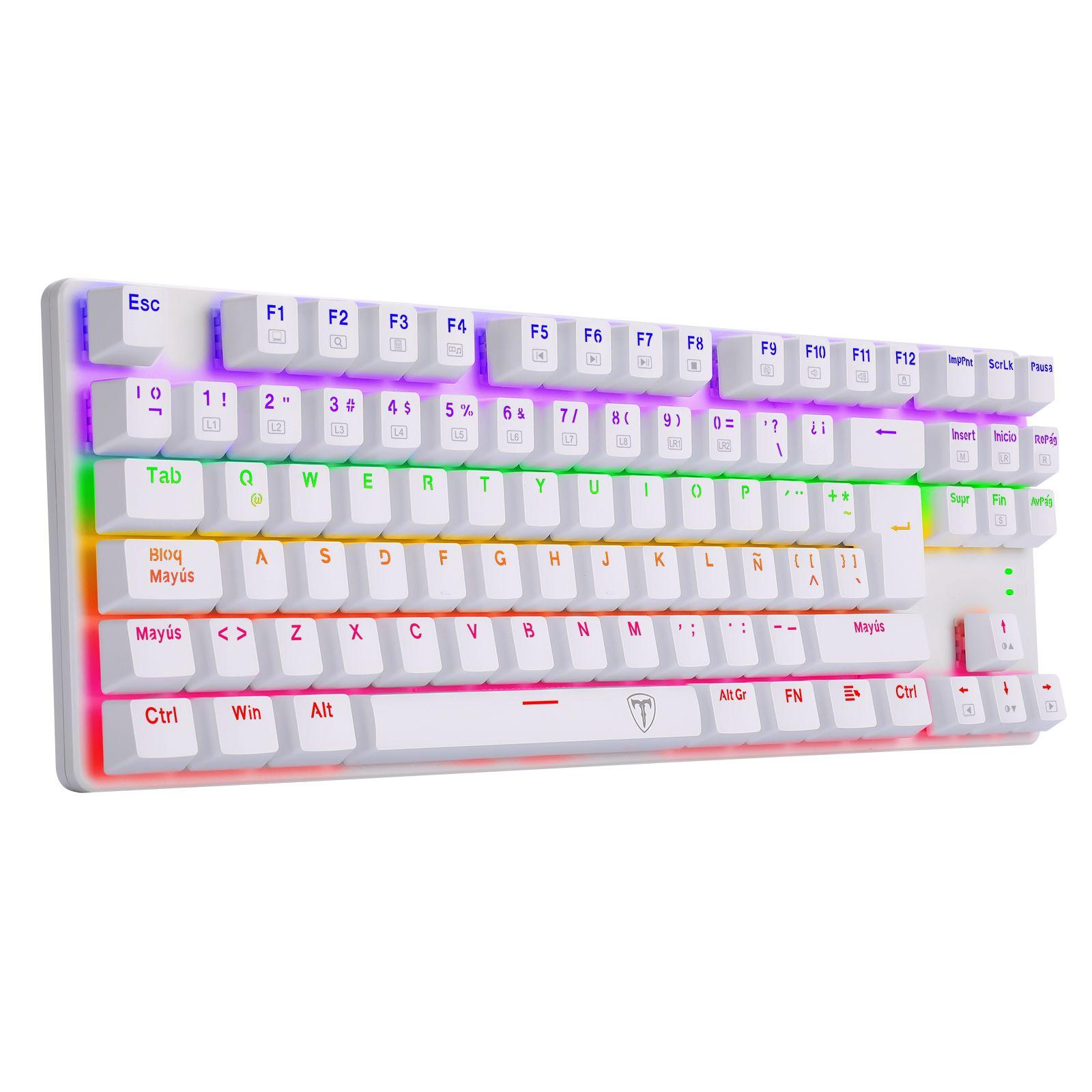 Teclado T-Dagger Bora Rainbow Lite T-TGK313W-LIT Blanco-3
